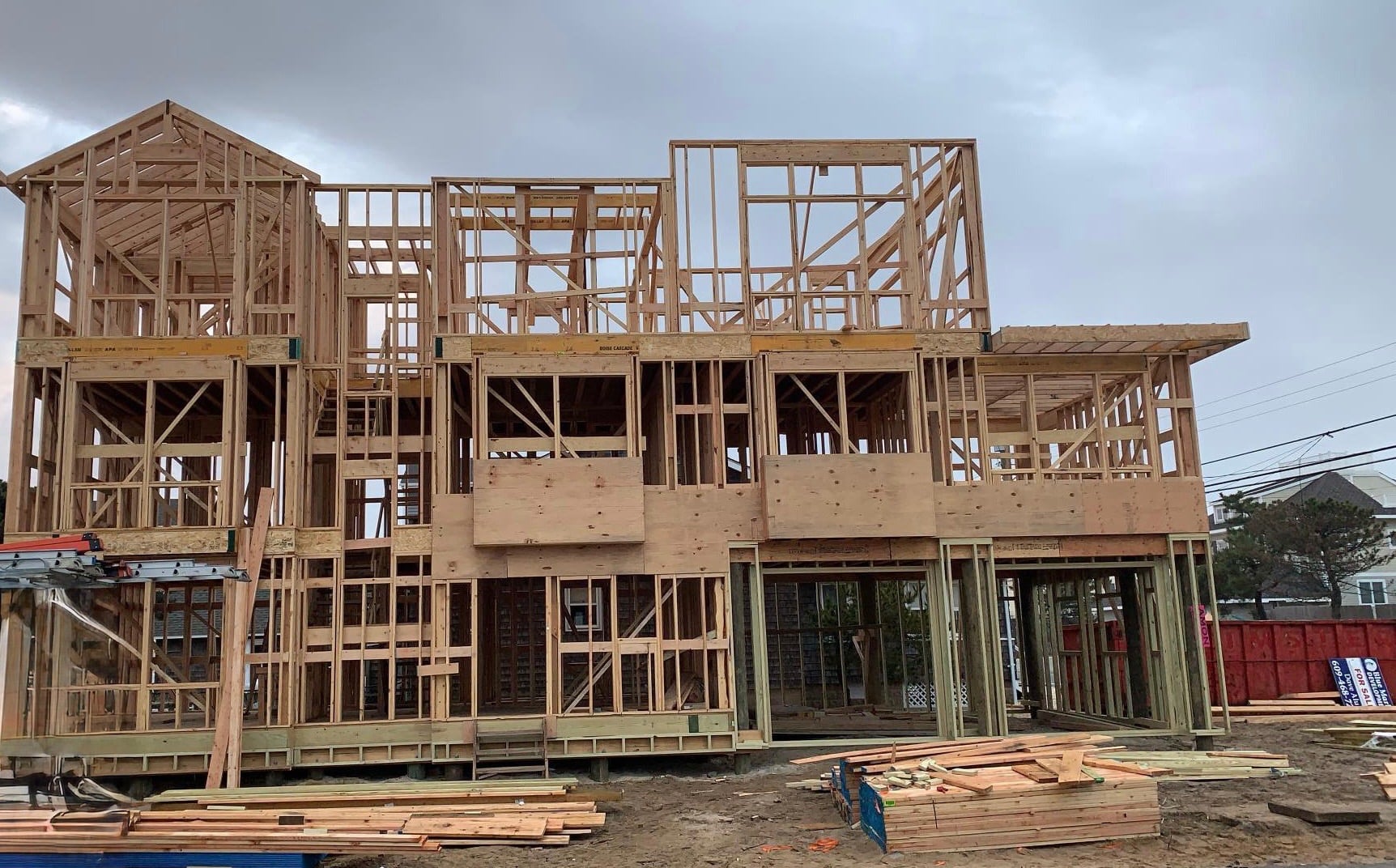 New construction framing—multi-story wood frame